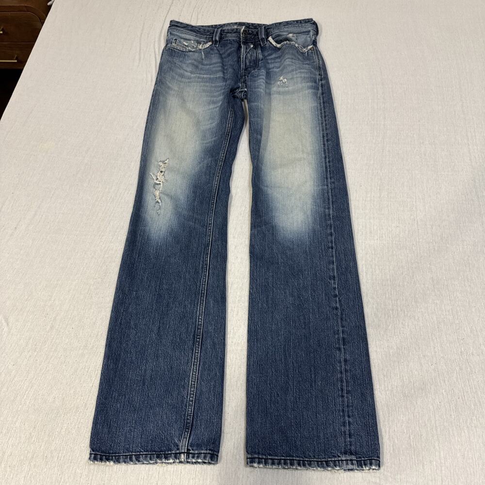 Diesel Larkee Mens 31x34 Regular Straight Blue Jeans Distressed Nice Fade EUC
